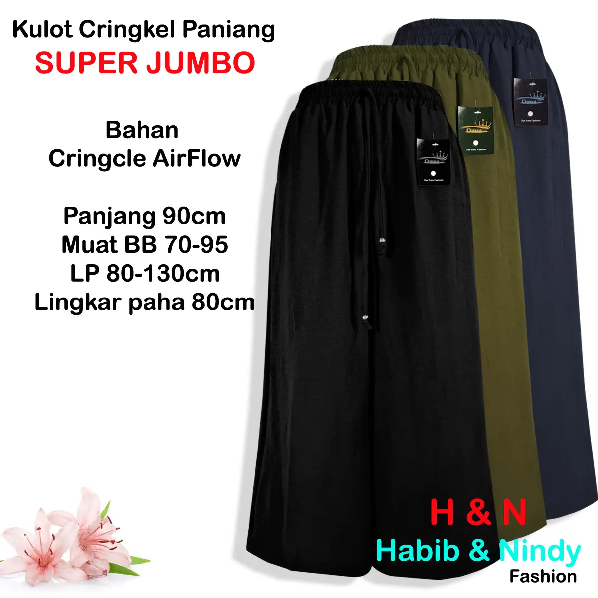 Celana kulot crinkle SUPER JUMBO/celana wanita terbaru /celana kulot/celana wanita kekinian ootd muat di bb 100 Panjang Airflow Nyaman Lembut Kantong High Serut Santai Simple Tebal Cantik