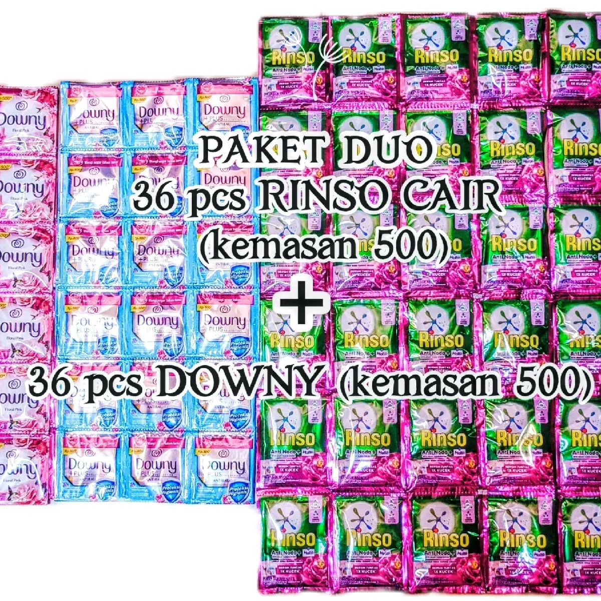 Paket Duo 72 pcs (36 rinso cair 500 + 36 downy 500)
