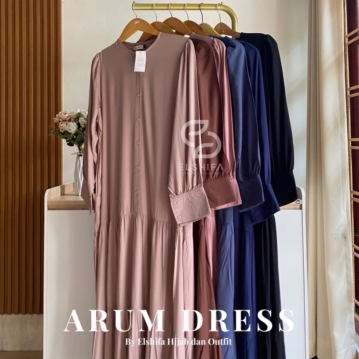 ARUM DRESS - ELSHIFA | GAMIS BAHAN RAYON TWILL NYAMAN ADEM