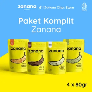 Zanana Paket Komplit 4pcs - Lebih Hemat Isi 4pcs Rasa Brown Chocolate Creamy Milk Green Thai Tea Cheese Twist 80gr Cemilan Snack Halal