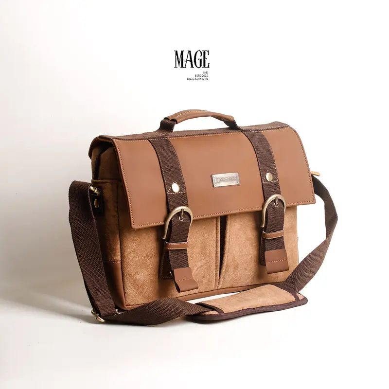 MAGE Postbag Messenger Bag | Tas Selempang Pria Premium | Sling Bag Sintetis Leather | Fit in Laptop 16 Inch 0