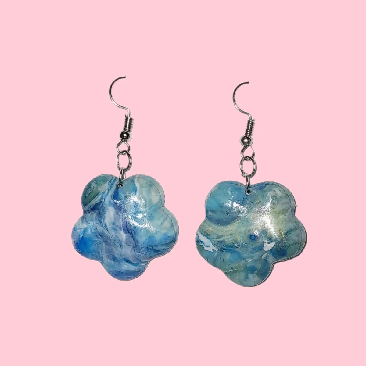 Recycle earrings | E-002 - blue, white and gold tone