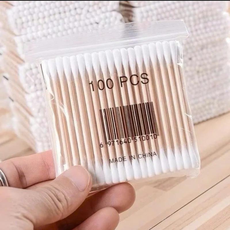 DEAL 1K Tăm Bông Gói 100 Chiếc Bằng Gỗ Tre Chắc Chắn Tiện Lợi Tăm Bông Ngoáy Tai Tre An Toàn Tiện Lợi 5