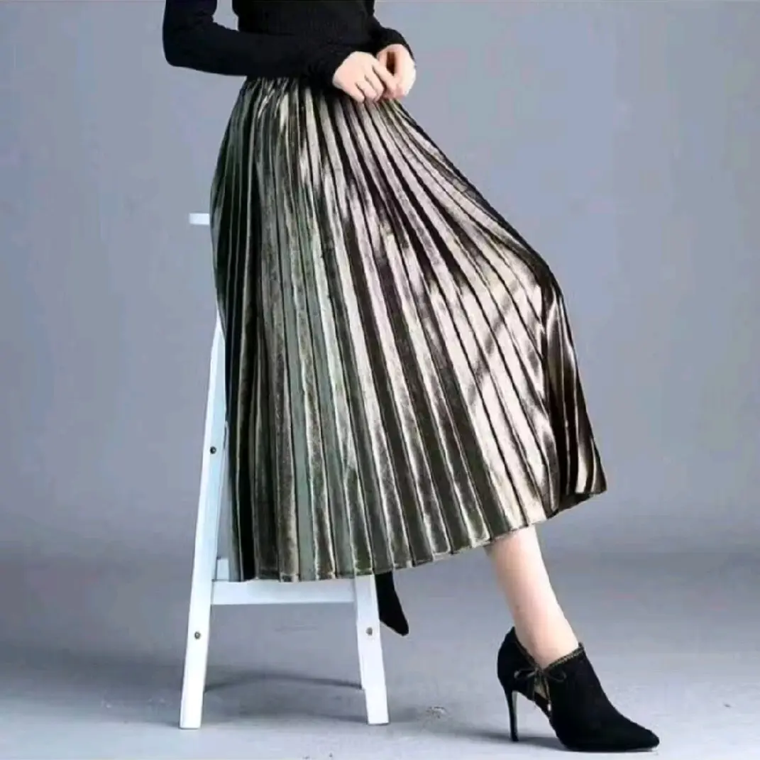 ROK PLISKET BLUDRU VELVET 7/8 PREMIUM/ROK PLISKET BLUDRU PENDEK / ROK BLUDRU WANITA TERBARU Karet Nyaman Panjang Mewah Hitam Coklat