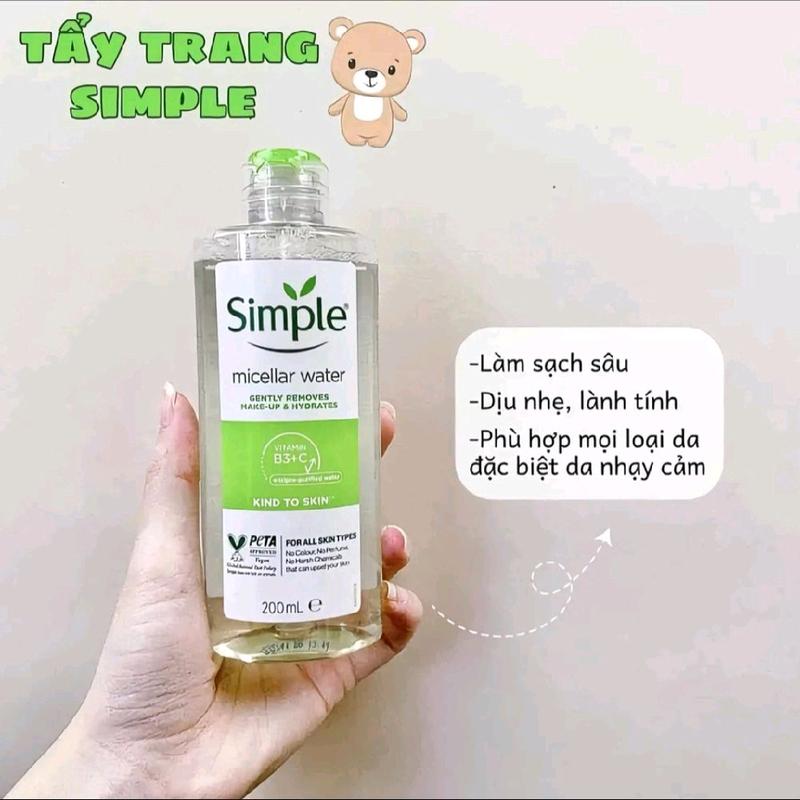 Simple Nước Tẩy Trang Micellar 200ml -Làm Sạch Sâu Dịu Nhẹ Lành Tính Phù Hợp Mọi Loại Da Đặc Biệt Da Nhạy Cảm
