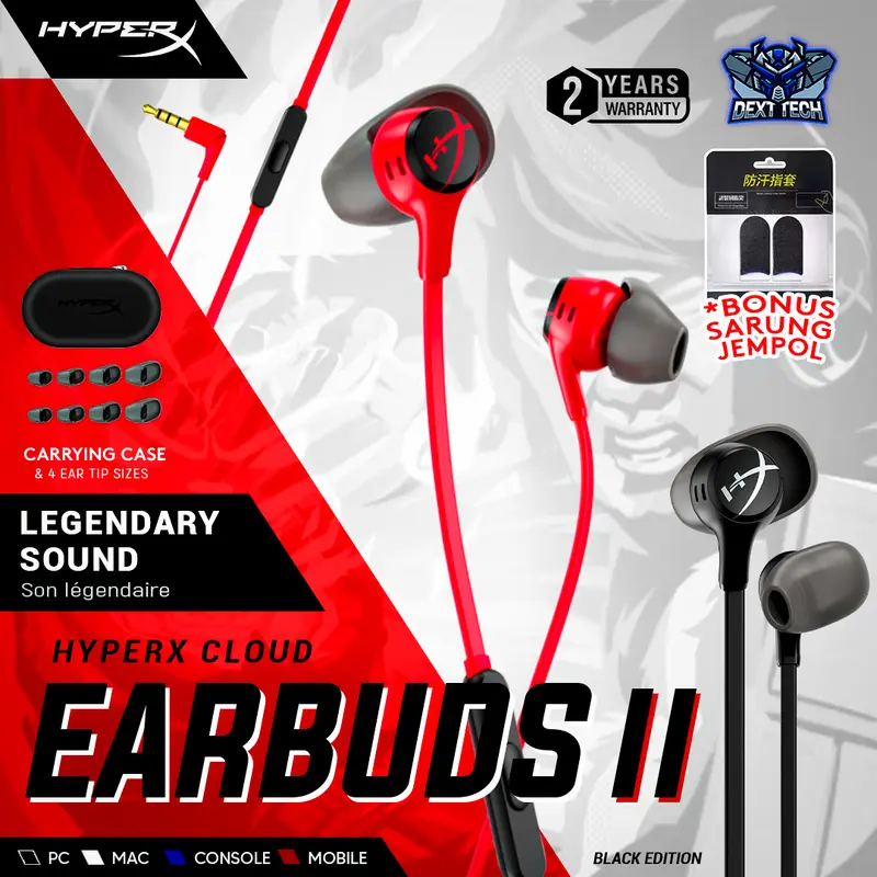 HyperX Cloud Earbuds II Gaming Earbuds Earphone with Mic Earphones Headphones 0
