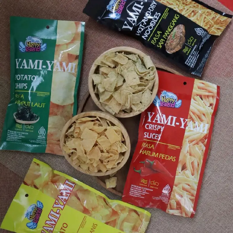 Paket Mini Mix Komplit Happy Island Snacks isi 15pcs, Cemilan Chryspy dan Nikmat Rumput Food Makanan 3