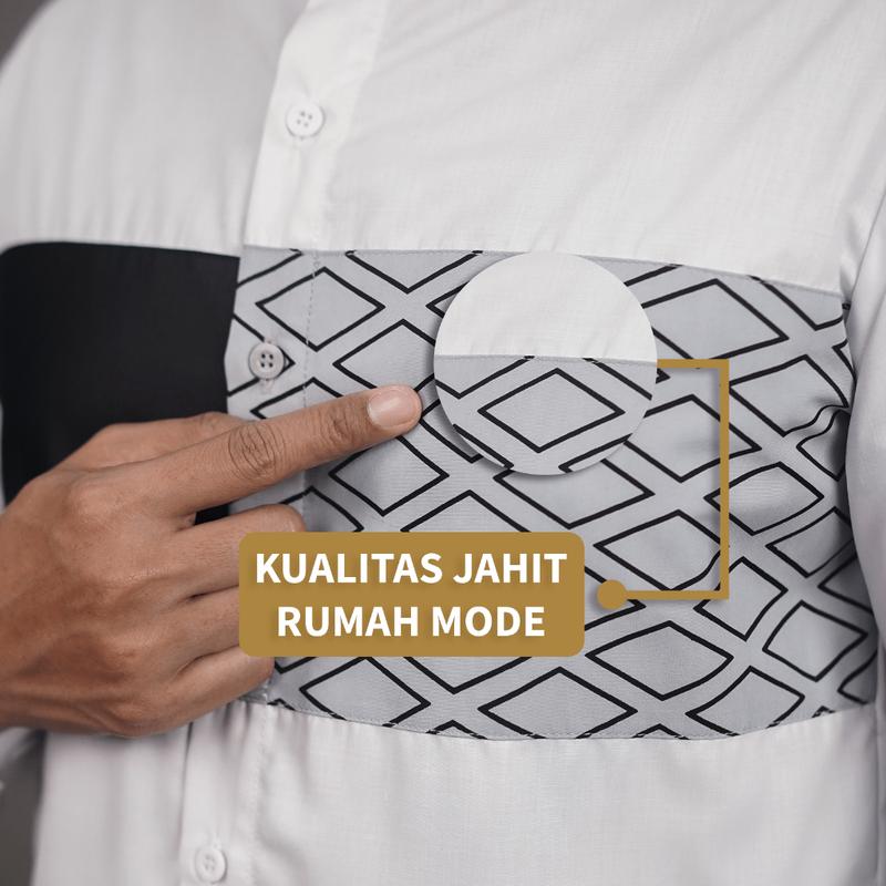 Nakumi Nakabi Al Qarny 01 Kemeja Kantor Pria Slim Fit Putih Katun Motif 3