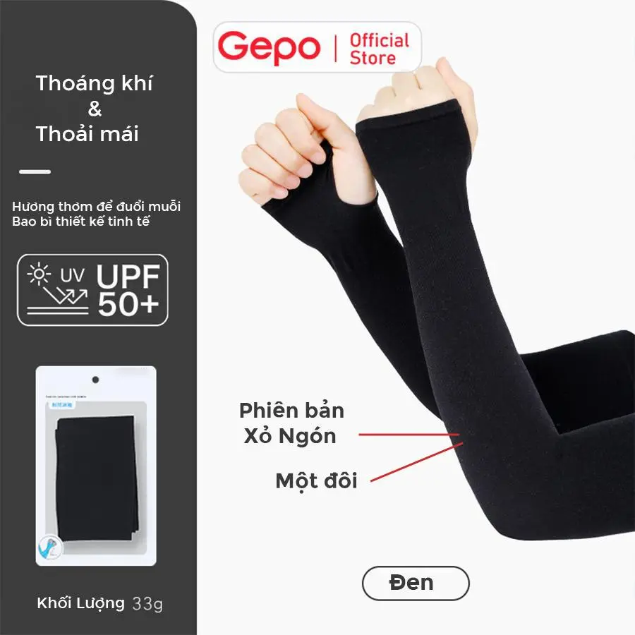 Găng tay chống nắng nam nữ xỏ ngón chống nắng chống tia UV chất liệu co dãn 4 chiều thoáng mát thấm hút mồ hôi Gepo