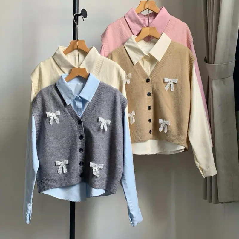 Setelan Vest Rajut Inner import 2 in 1 Pita series Setelan Qoquette Vest Rajut Import
