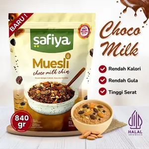 Safiya Muesli Choco Milk Chia 840 Gr Oatmeal Dried Fruit Almond Sereal Sarapan Sehat Premium