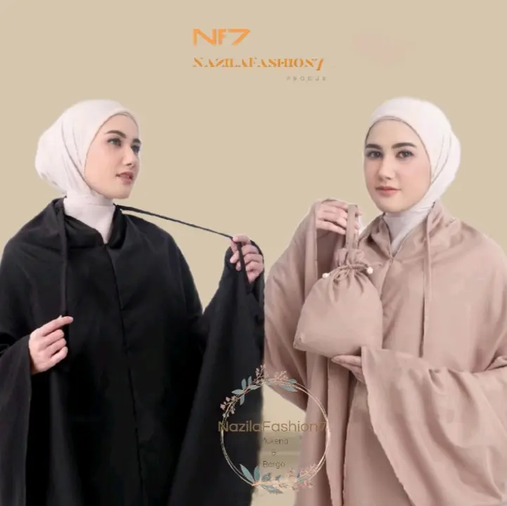 Mukena Dewasa Polos Resleting Traveling 2 In 1 Mini Pouch Ukuran Jumbo Katun Premium