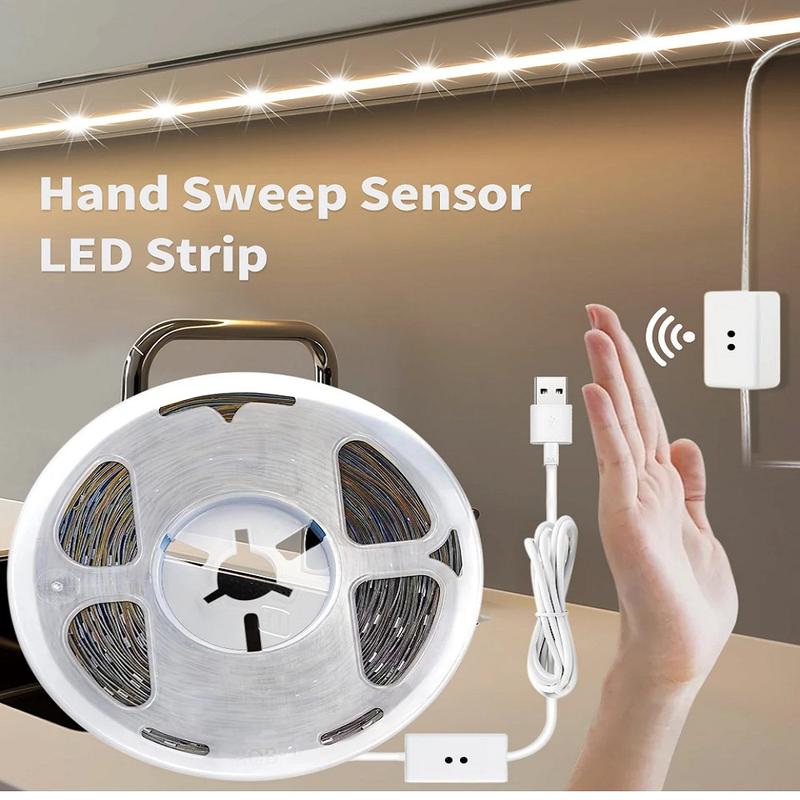 1m/2m/3m/5mUSB 5V White Smart Light Strip Sensor Hand Scan Switch ...
