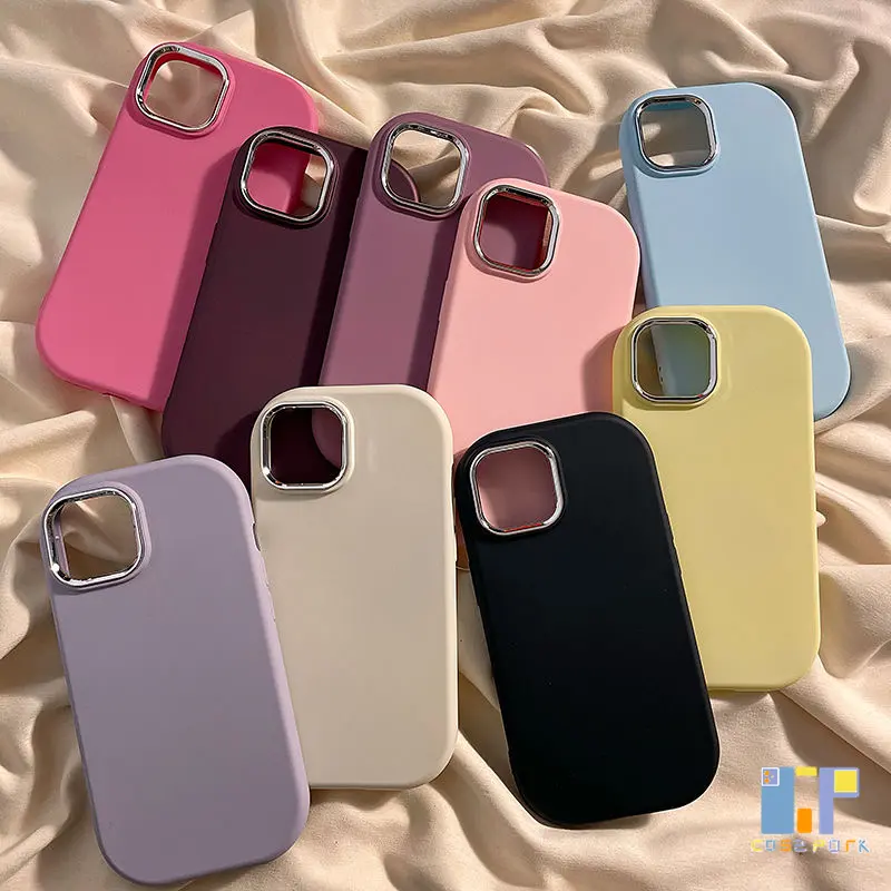 Vỏ silicon cho ống kính mạ điện, Tương thích với iPhone 11, XR, 15, 14, 13, 12 Pro Max, iPhone , 7, 8 Plus, SE 2020, X, Xs Max, Đơn giản, sang trọng, màu kẹo rắn