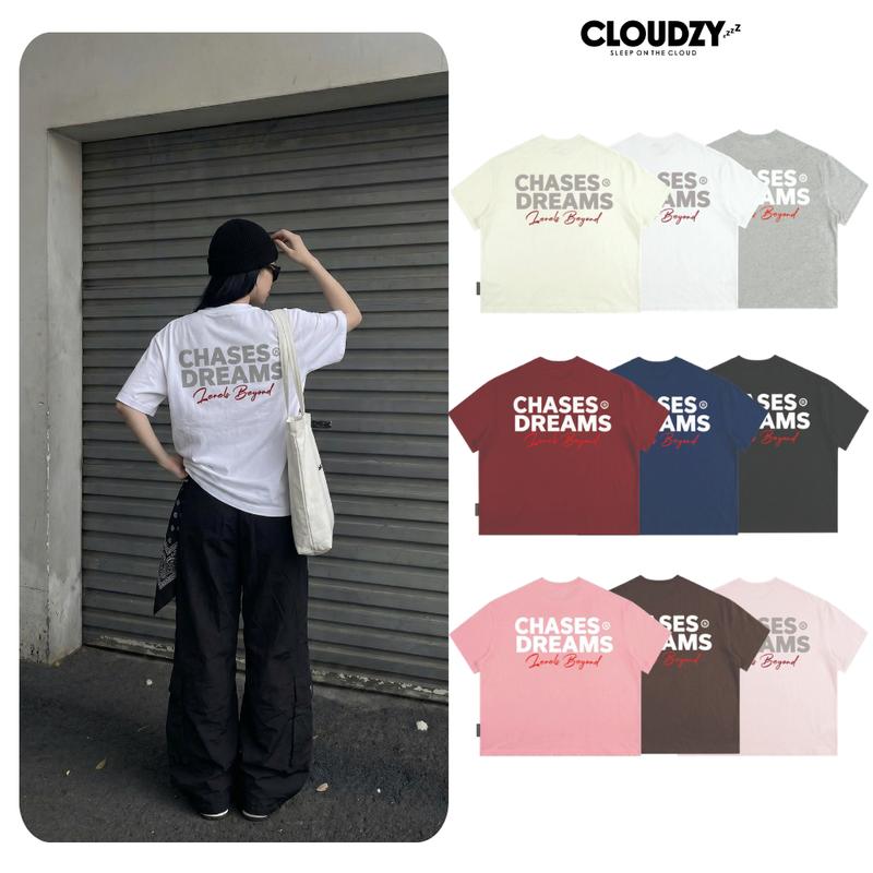 Áo thun boxy CLOUDZY in chữ vải cotton 100% 250gsm dày dặn form rộng nam nữ áo…