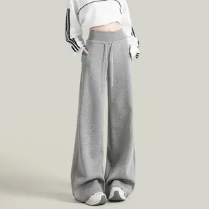 [Premium] Celana kasual wanita model lebar dan longgar dengan pinggang tinggi