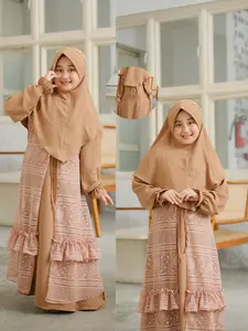 Fuji Dress Gamis Anak Perempuan Bahan Cringkle Premium Mix Brukat Malika ( Free Hijab ) Gamis Anak Terbaru 2025 Gamis Lebaran Anak Syari