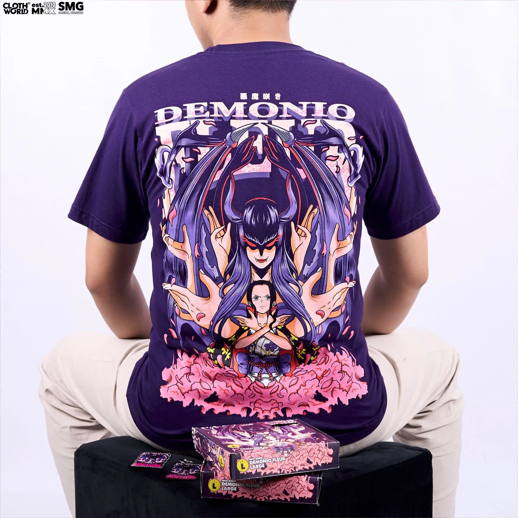 CLOWOR Nico Robin Demonio Fleur Mugiwara Strawhat Pirates Anime One Piece Kaos T-Shirt Kain Katun Sablon  Distro  Combed  Pria