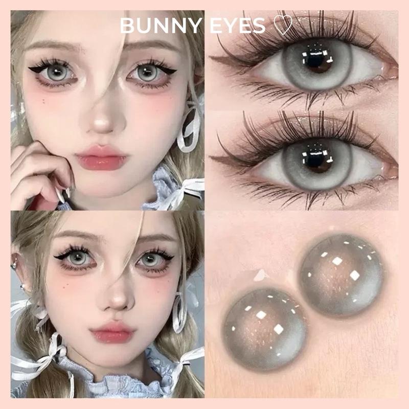 Kính Áp Tròng Lens Xám Khói Reflective Gray Size 14.2mm Độ Cận Từ 0.00 Đến 6.00 Độ (Tặng Kèm Khay Dụng Cụ Đeo )- Bunny Eyes pearly gray  lens 0