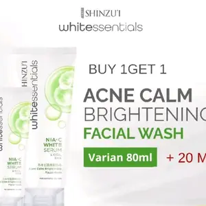 SHINZUI Whitessentials Acne Calm Brightening Facial Wash Cica 80ml+20ml Cleanser FREE Facial wash travel size 20ml