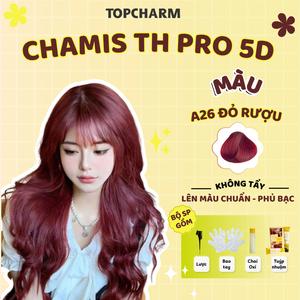 Kem Nhuộm Tóc Đỏ Vang Pha Lê A26 Thời Trang Chamis TH Pro Kem Nhuộm Tóc 5D Màu Không Cần Tẩy Dưỡng Tóc Nữ Chuẩn Salon Găng Tay Oxy
