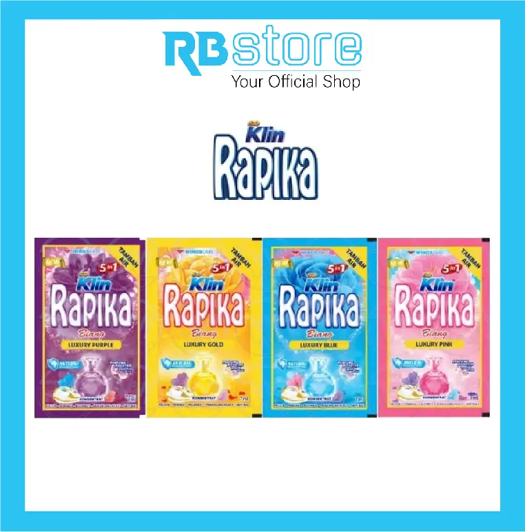 Rapika Biang 7ml × 12 Sachet I Gold, Cool Blue, Exotic Purple, Lovely Pink Pembersih
