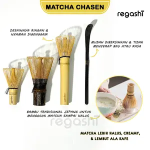 Regashi Matcha Chasen |Brush Bambu Pengocok Teh Hijau Jepang | Tradisional Serat Halus Lentur Nyaman Digunakan Untuk Mengaduk Bubuk Matcha Cocok Upacara Minum Teh Koleksi Estetik Japanese Tool Natural Handmade Quality Untuk Cafe