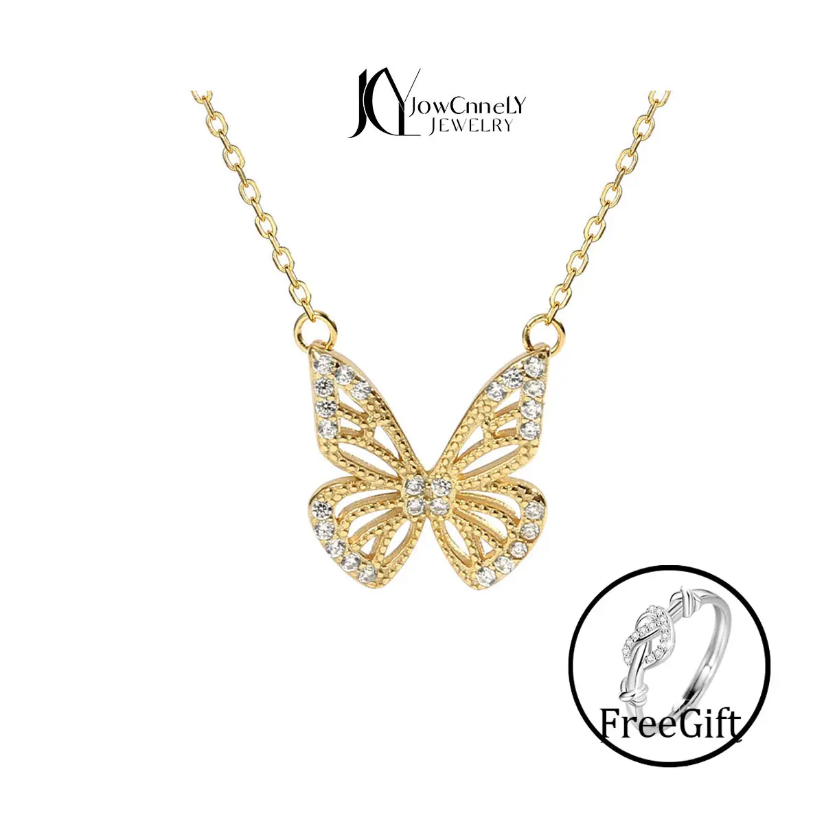 Vòng Cổ Thiết Kế Hình Bướm, Bạc Sterling 925, Phong Cách Dễ Thương Và Thanh Lịch, Tinh Tế, 1 Chiếc Nhẫn Trái Tim Hợp Kim, Quà Tặng Miễn Phí, [224]