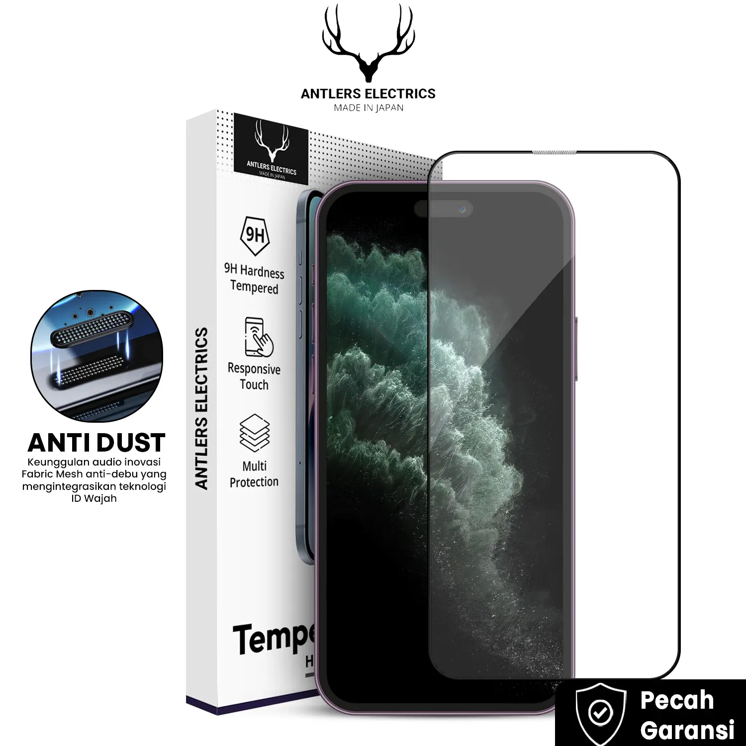 AntlersElectrics Tempered Glass Dust Proof Antigores Anti Dust Untuk Iphone 14 Pro Max 14 Plus 13  12 11  X XS XR XS MAX Screen Protector Full Cover