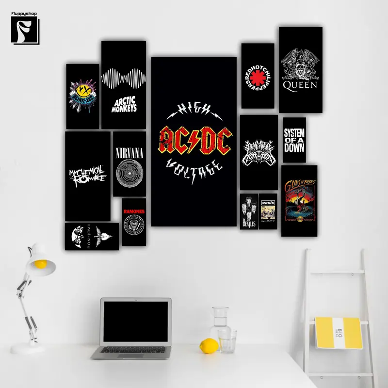 Poster Kayu Band Rock dan Metal | Ukuran 15x30cm | Acdc The beatles Artic Monkyes Blink Queen Bmth 1