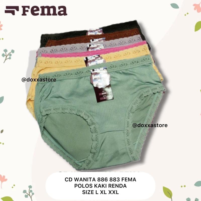 Kesyamartgrosir - 12Pcs CD Fema 883 886 Celana Dalam Wanita Katun Renda Nyaman Spandex Pita Dewasa 1