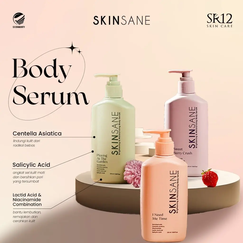 Body Serum Lotion Skinsane SR12 - Body Cream, Body Lotion, Body Butter Mencerahkan Melembabkan Kulit