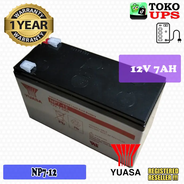 Battery aki kering Baterai UPS Yuasa 12v 7Ah YUASA NP7-12