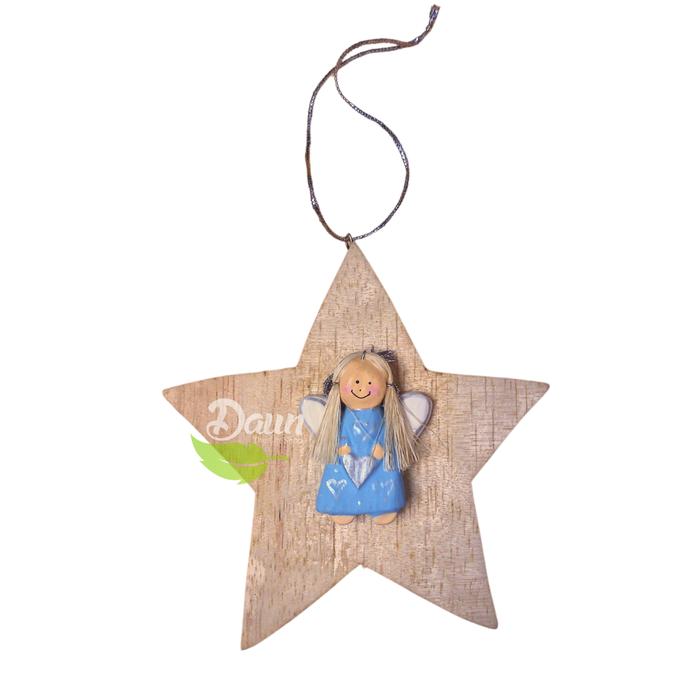 Gambar Hiasan Bintang Kayu dengan Angel | Chistmas Decor dari Daun The Gift Shop Kab. Badung Tokopedia