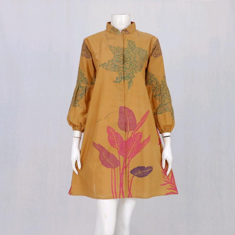 Tunik Wanita Batik Anyelir Rinjani Berkerah Formal SMLXLXXLXXXL Kancing Depan Cantik Elegan Katun Kantor 9
