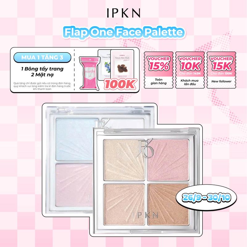 Bảng Bắt Sáng Highlight 4 Ô IPKN Flap One Face Palette