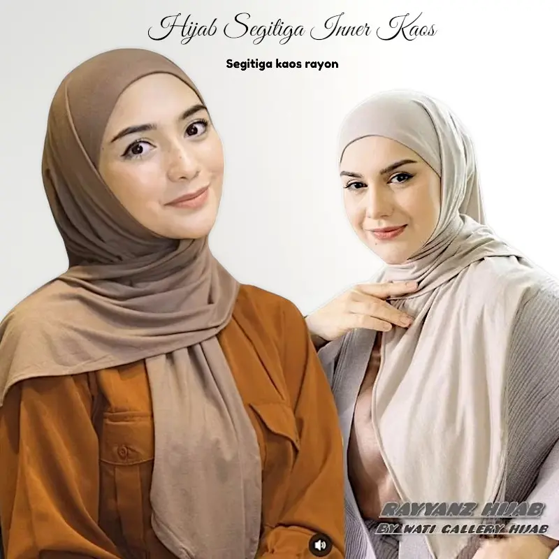 Pashmina Segitiga Kaos Instant Inner 2IN ||Hijab Segitiga kaos Rayon Oval Panjang