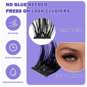 Self Adhesive Eyelashes 48Pcs Lash Clusters Press On Lashes Self Stick Cluster Lashes Pre Glued Eyelash Clusters No Glue No Remover Needed Easy to Apply Save Time