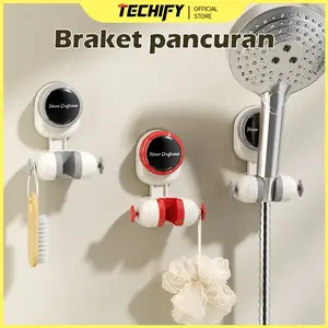Tempat shower dengan suction cup yang dapat dilepas, cocok untuk shower rumah, mudah dipasang tanpa pengeboran, alas yang dapat diputar 360°, tempat kepala shower yang stabil dan tidak licin, cocok untuk berbagai jenis shower