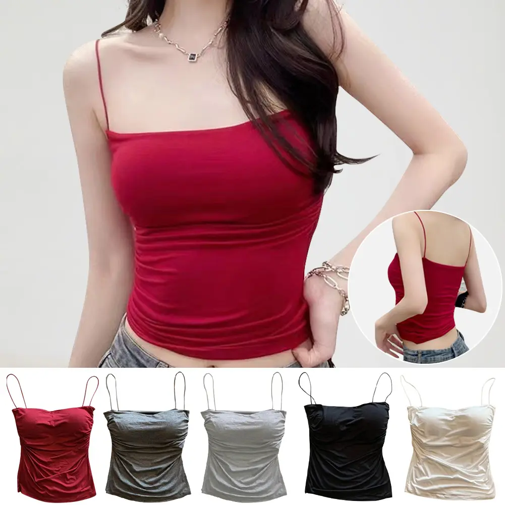 3/2/1pcs Seamless Camisole Wireless Wrap Chest  Bra Breathable Paded Bra  Solid Color Girl's Camisole Top