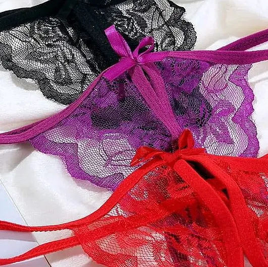 Best Seller Celana Dalam Wanita Bikini Belah Tengah Lace Renda Burkat Pita Transparant Import 2