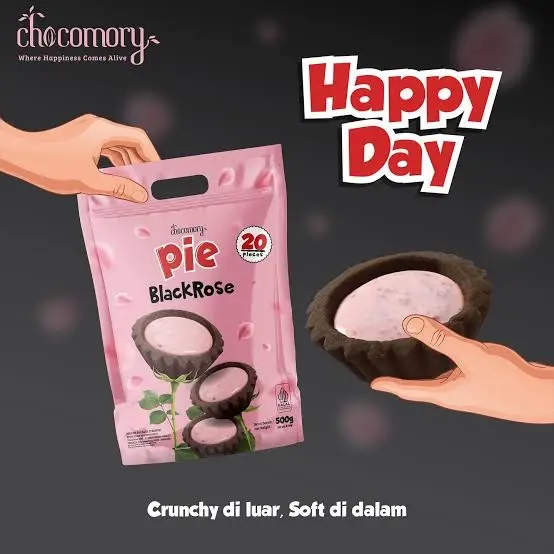 Pie Black Rose Chocomory Pie Coklat Rasa Strawberry (isi 20) 2