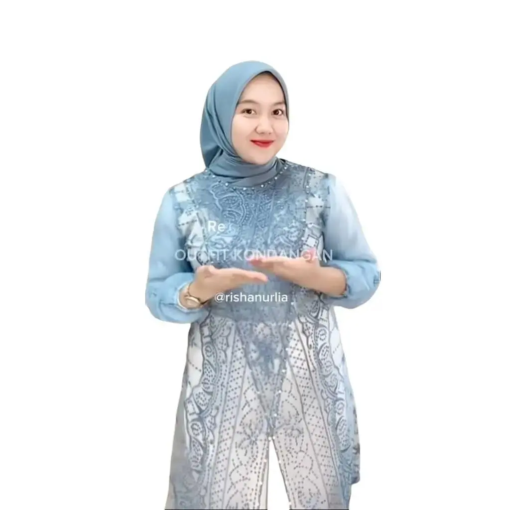 Fiona Outer Tunik Jumbo LD120 Brokat Organza Payet Brukat Hari Raya Kondangan Wisudaan Lebaran