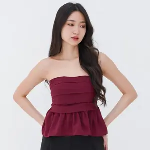 xFashion.ID - Atasan Sabrina Crop Off Shoulder Fit To L Melar Bahan Crincle Airflow Top Wanita Basic Kamisol