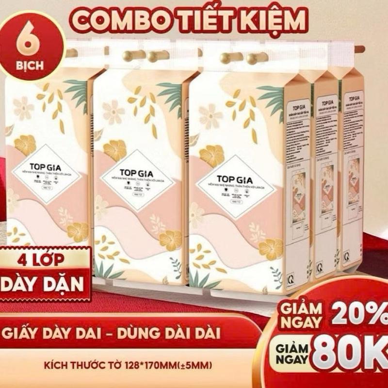 [XẢ KHO] THÙNG 6 BỊCH GIẤY VỆ SINH RÚT ĐÁY TIỂU HẠ 1000tờ 4 lớp dày dặn, siêu dai và mềm mịn