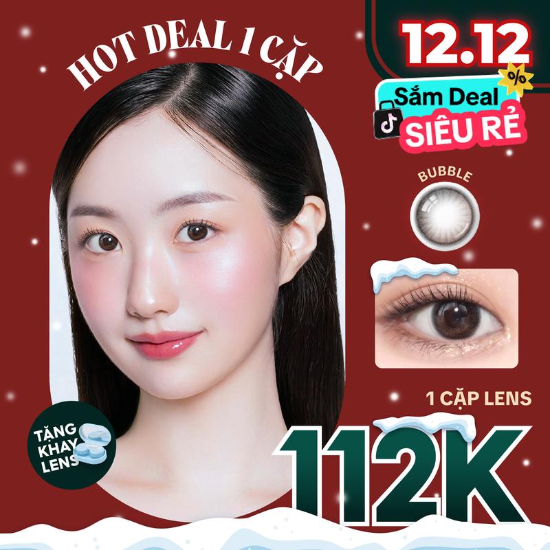   DEAL 112K  BUBBLE - Kính áp tròng EYEIYAGI cận tone nâu trà đen tự nhiên Hàn Quốc 3 tháng |Độ cận 0-8 DIA 14.5mm| 