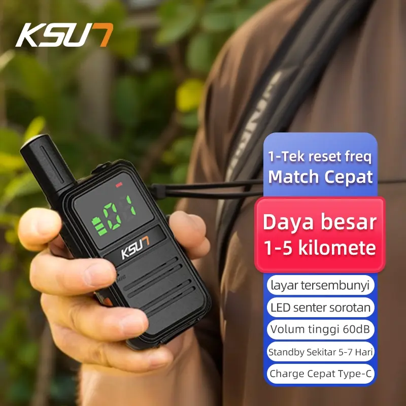 KSUN M3plus HT UHF 400-470MHz FRS PMR446 Two Way Radio Long Range Communication Walkie Talkie Flashlight