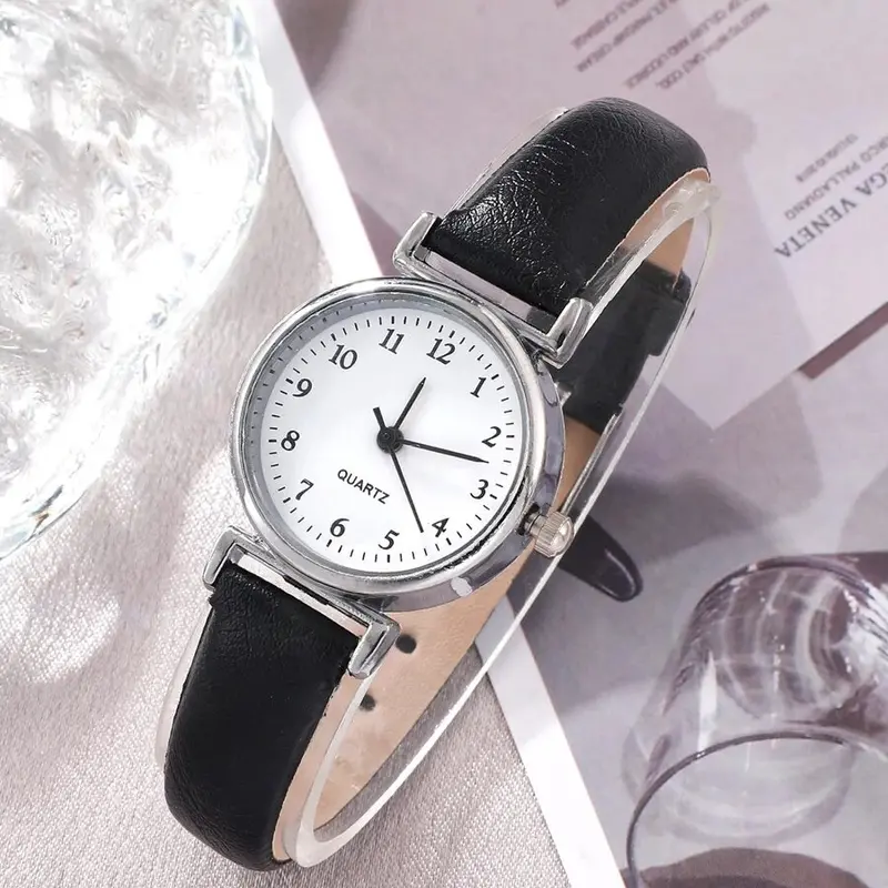 Đồng Đồng Hồ Thạch Anh Nữ, Thời Trang, Mặt Số Màu Trắng, Da Đơn Giản, Đồng Đồng Hồ Nữ Sang Trọng 1