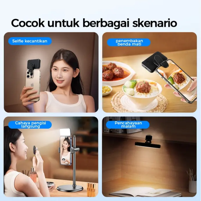 PL4 Lighting Konten 3 Warna Portable LED Light untuk Selfie dan Fotografi Lampu Saku Kecantikan Lampu Jepit Selfie Portable Mini Fill Light Live Streaming Video Call Universal 6