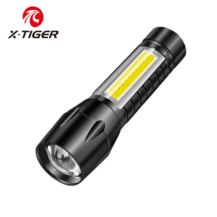 X-TIGER XPE Mini LED flashlight High light remote flashlight aluminum alloy portable light telescopic zoom outdoor LED small flashlight with side light